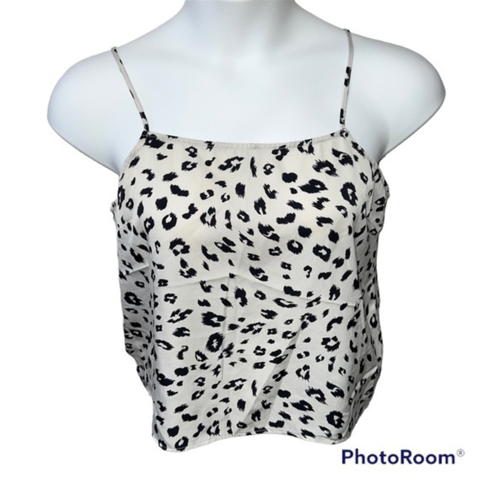 Lush white leopard strappy tank top size medium NWOT